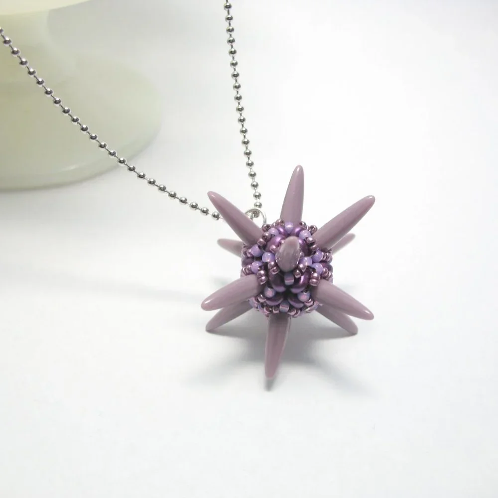 Handwoven Spiked purple ooak pendant